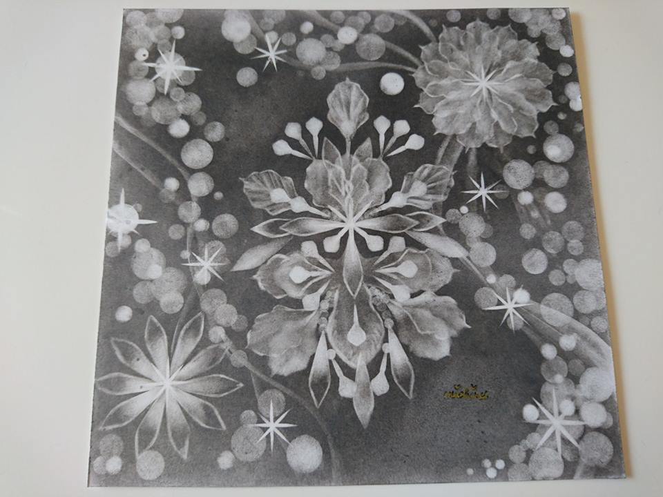 【制作実績】結晶の花アート「黒と白」1